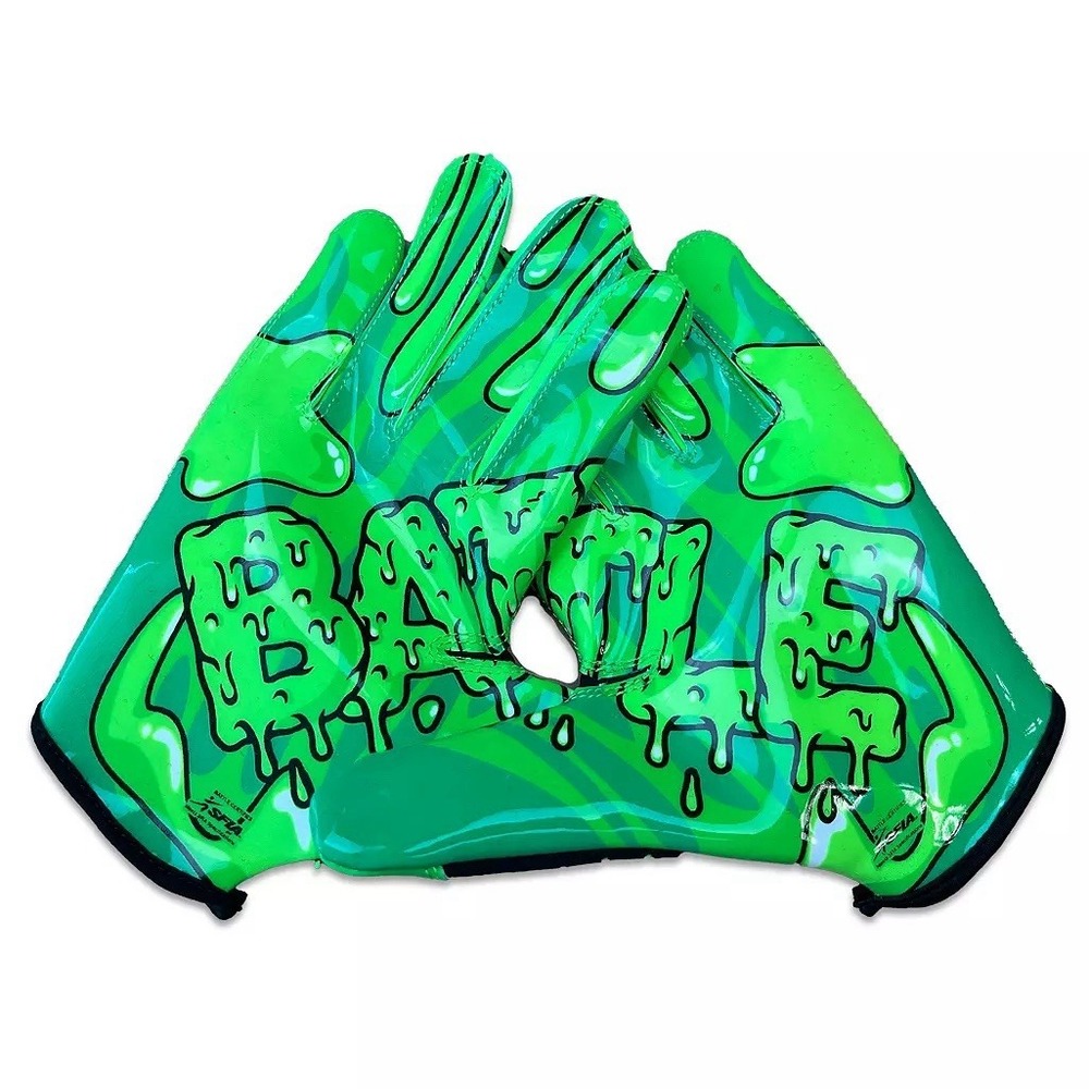 Battle Sports Large Adult  "Slime" Doom Speed Receiver Football Glove Green NWT